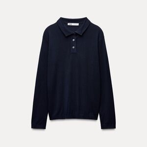 Zara navy blue long sleeve sweater #preppy